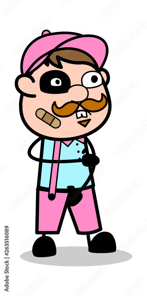 Injured Face - Retro Delivery Man Vendor Vector Illustration Injured Face - Retro Delivery Man Vendor Vector Illustration