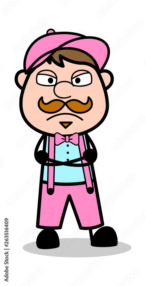 Unhappy Mood - Retro Delivery Man Vendor Vector Illustration Unhappy Mood - Retro Delivery Man Vendor Vector Illustration