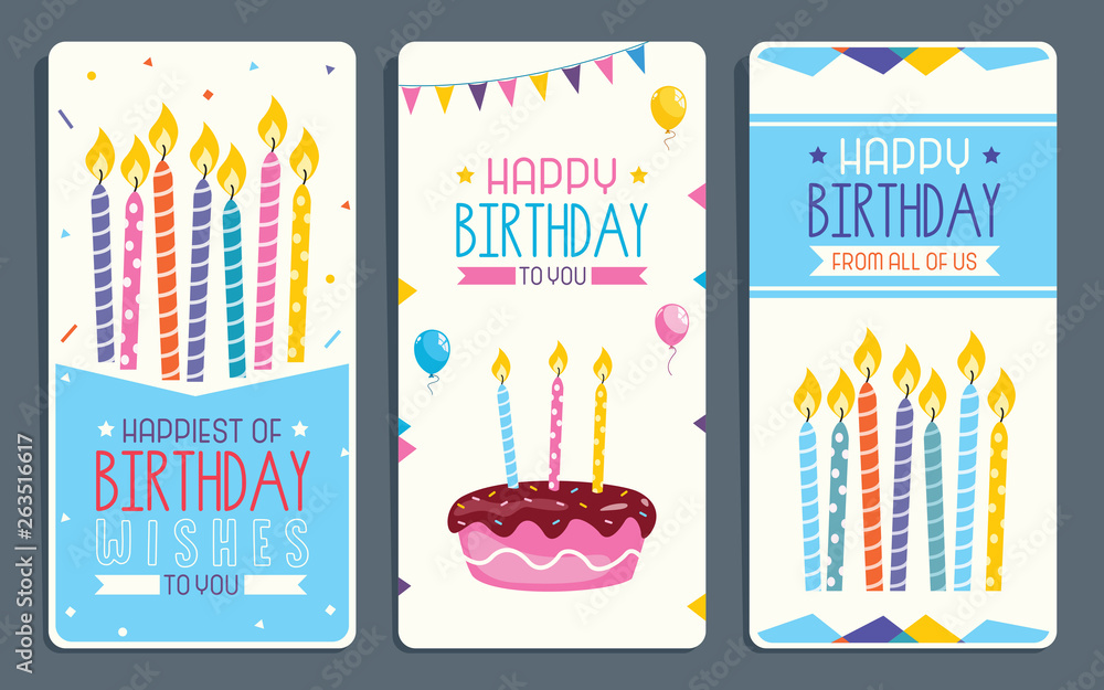 Vector Illustration Of Children Birthday Party Invitation Card Design ...