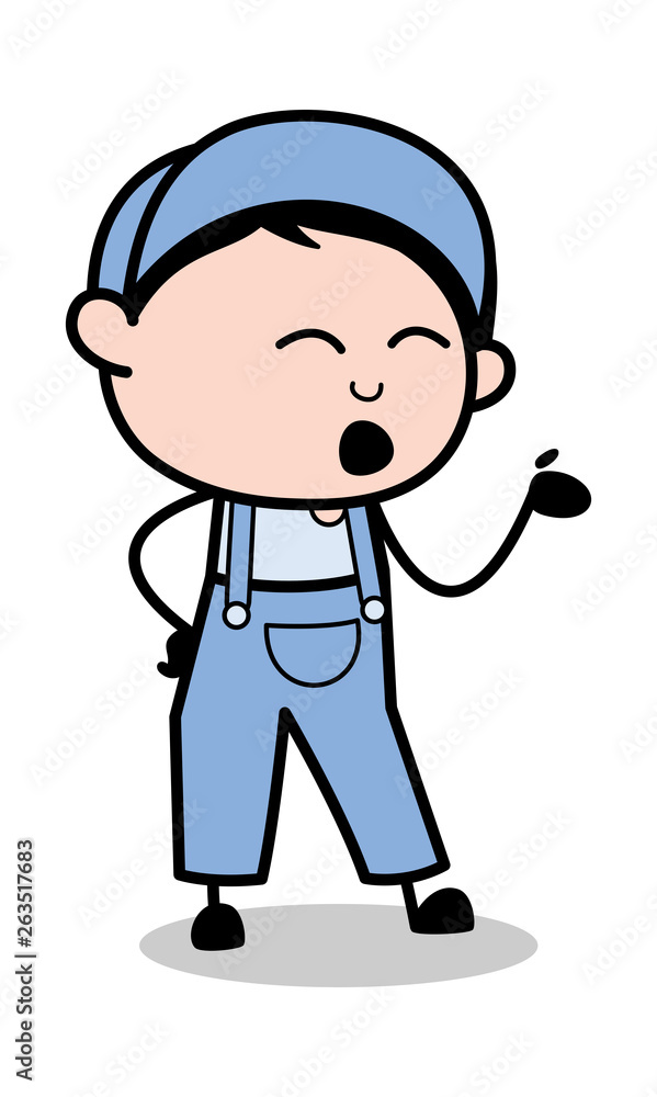 Conversation Style - Retro Repairman Cartoon Worker Vector Illustration