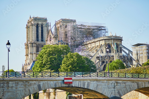 View of Notre Dame cathedral without roof and spire