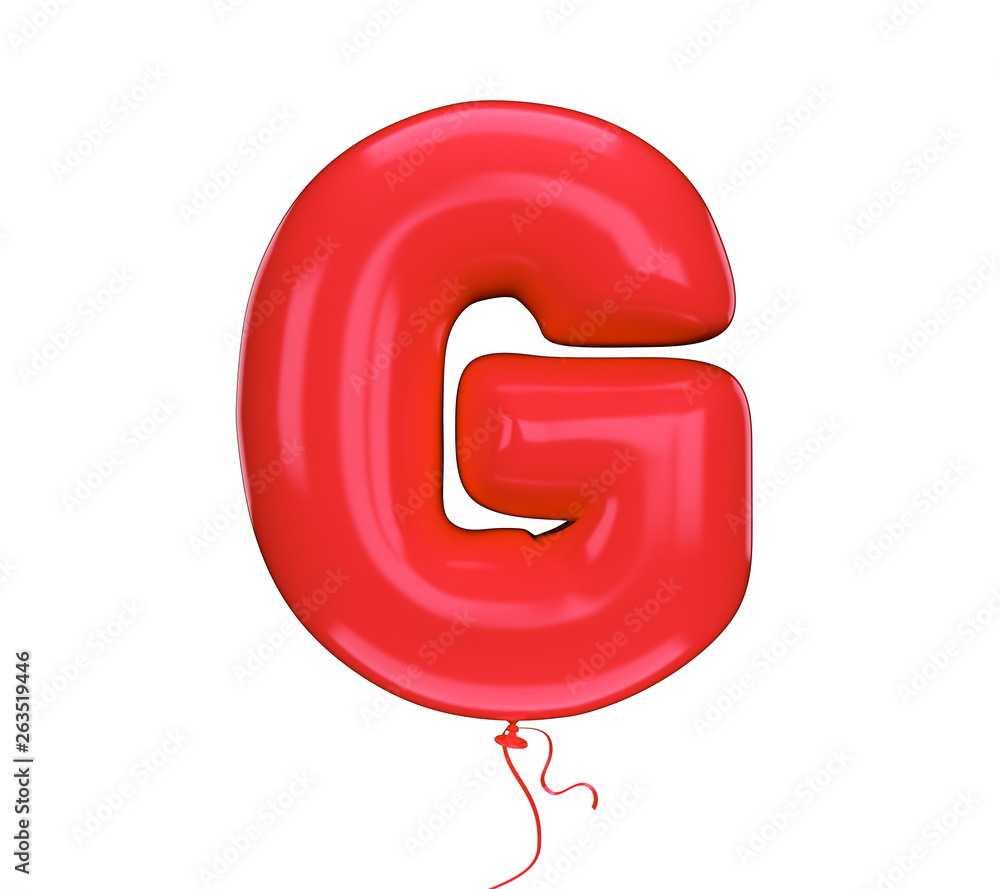 Red color material textured letter G. Made of an inflatable balloon on a white background. Isolated, 3d rendering Red color material textured letter G. Made of an inflatable balloon on a white background. Isolated, 3d rendering