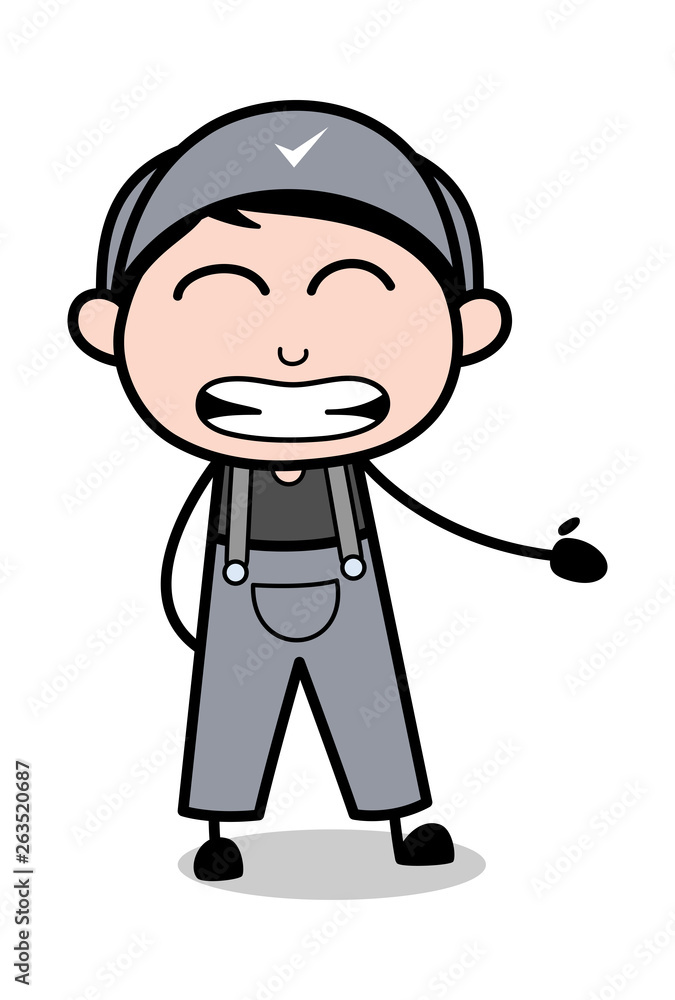 Disgusting - Retro Repairman Cartoon Worker Vector Illustration