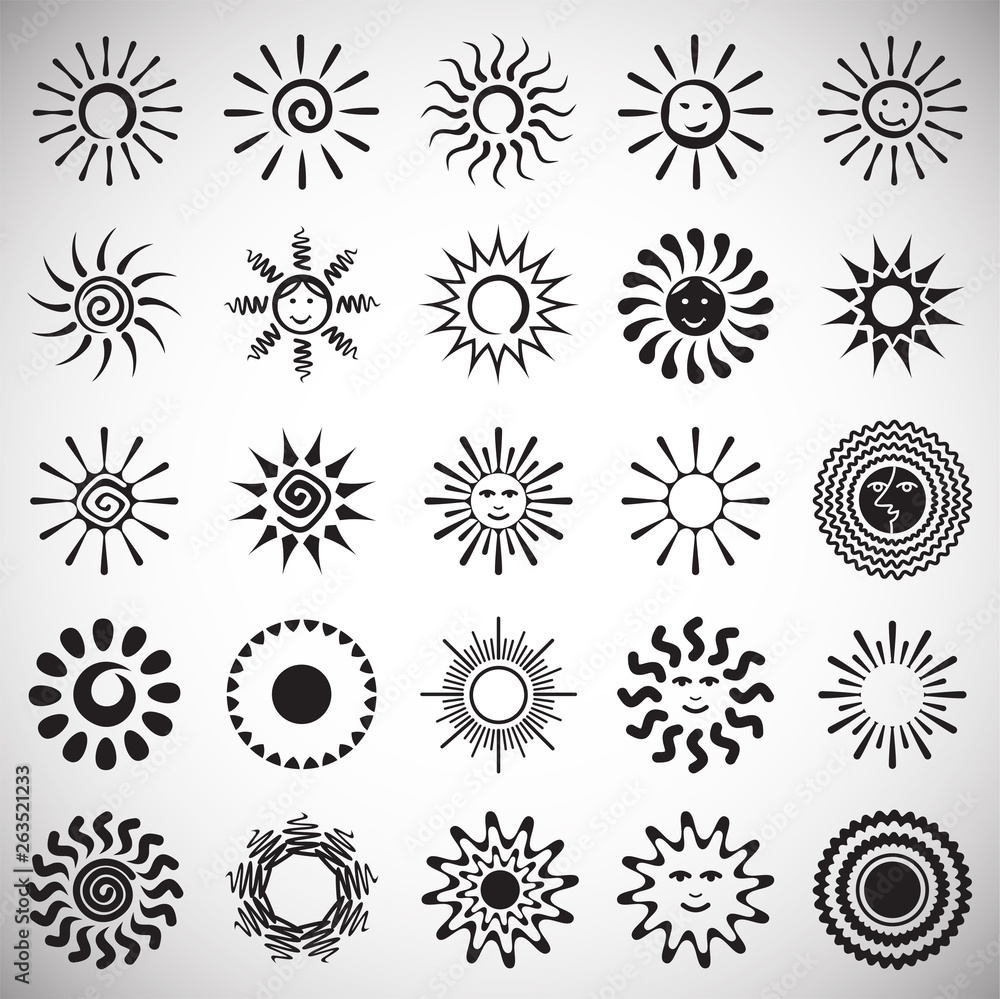 Sun icons set on white background for graphic and web design. Simple vector sign. Internet concept symbol for website button or mobile app. Sun icons set on white background for graphic and web design. Simple vector sign. Internet concept symbol for website button or mobile app.