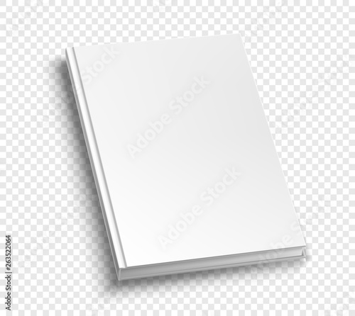 White hardcover book isolated on white background. Closed book vector illustration