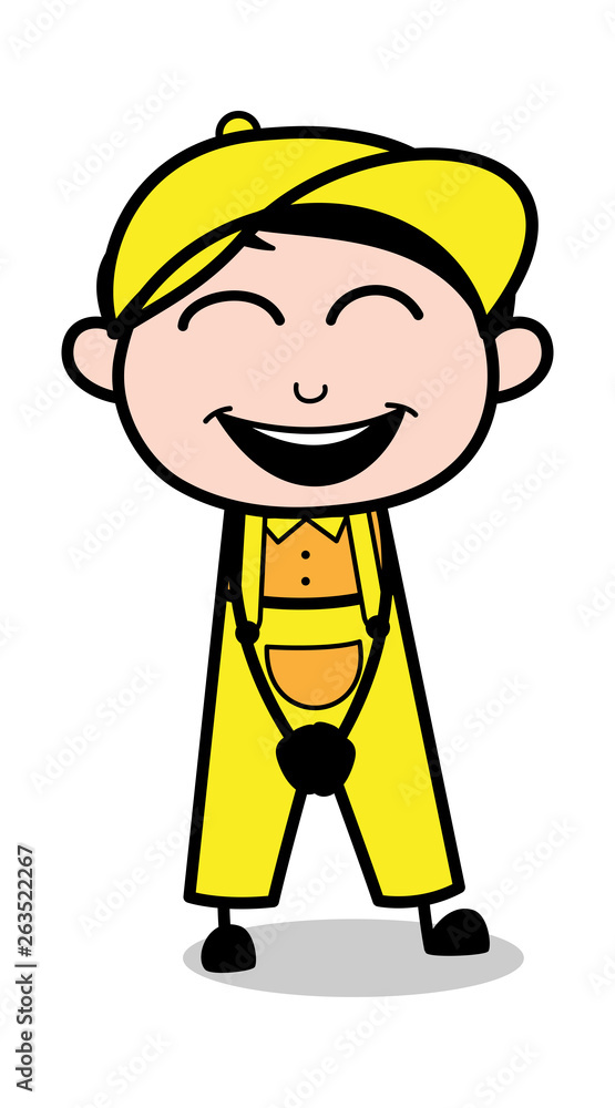 Very Happy - Retro Repairman Cartoon Worker Vector Illustration Very Happy - Retro Repairman Cartoon Worker Vector Illustration