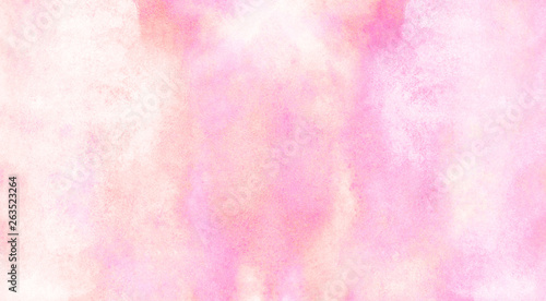 Ink effect light magenta color shades gradient illustration on textured paper background. Bright aquarelle painted subtle pink watercolor canvas for stain design, invitation card, vintage template