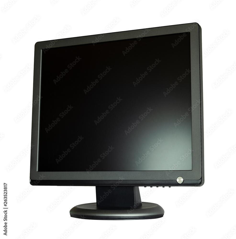 PC monitor with square screen on blue background PC monitor with square screen on blue background