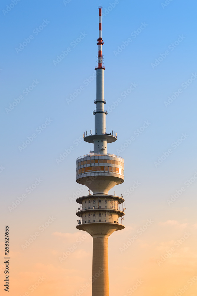 Olympic broadcast tower or Olympiaturm in the Olympic Park in Munich Olympic broadcast tower or Olympiaturm in the Olympic Park in Munich