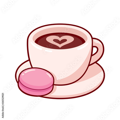 Cup of coffee with cookie