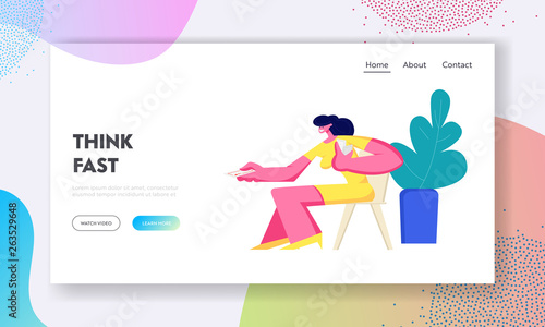 Cute Smiling Girl Sitting at Chair with Cards in Hand Playing Desktop or Board Tabletop Games, Home Leisure Activity, Gaming. Website Landing Page, Web Page. Cartoon Flat Vector Illustration, Banner