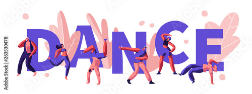 Young Men and Women Characters Dancing and Clubbing at Disco Party. Happy People Relaxing Active Lifestyle at Nightclub Event Concept. Poster, Banner, Flyer, Brochure. Cartoon Flat Vector Illustration