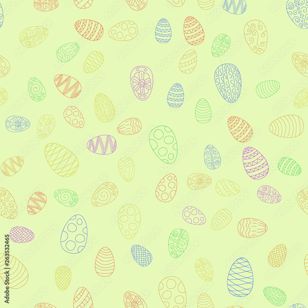 doodle vector easter eggs chaotic seamless pattern