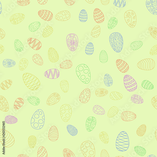 doodle vector easter eggs chaotic seamless pattern