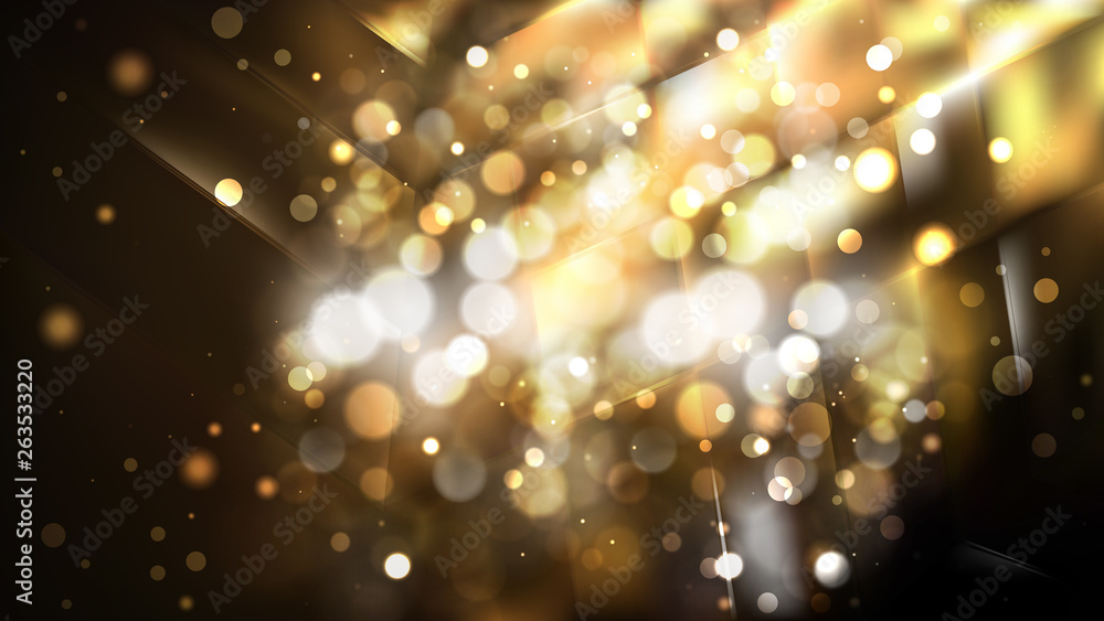 Abstract Black and Gold Blurred Bokeh Background - obrazy, fototapety, plakaty 