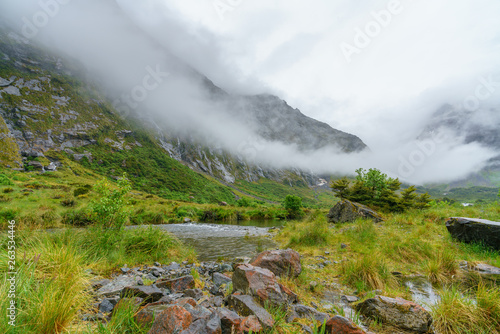fog over a river in the valley , gertrude saddle, new zealand 7