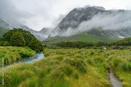 fog over a river in the valley , gertrude saddle, new zealand 3