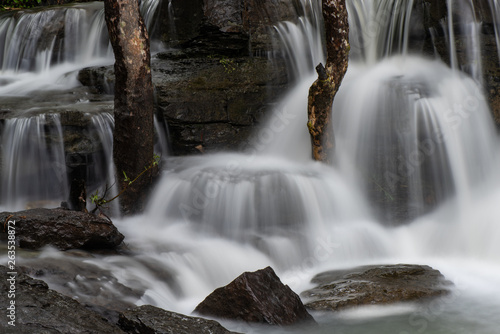 An Arkansas waterfall. The water as it washes over a rocky cascade called Natural Dam just north of Fort Smith. This natural rock shelf turned waterfall is quite the sight after a hard rain