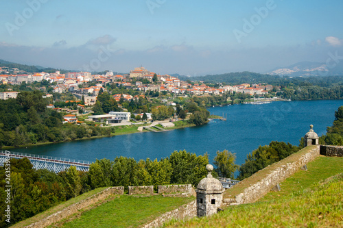 Beautiful village, Valença do Minho, Portugal. The fort, the river and the beautiful sky photo