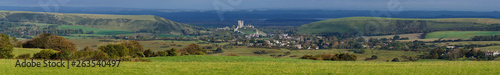UK, England, Dorset, Corfe Castle panorama