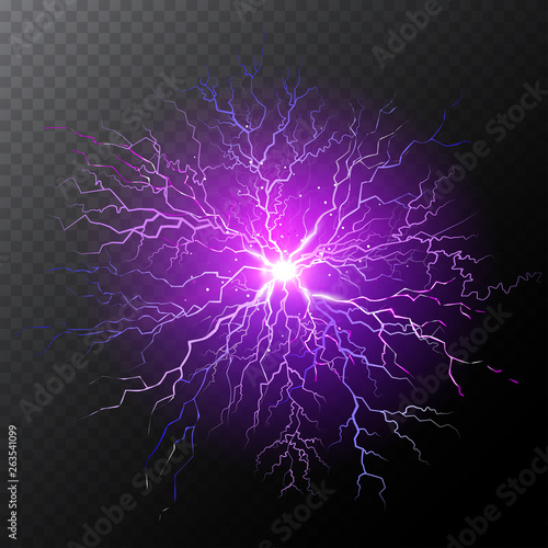 Violet electric lightning bolt