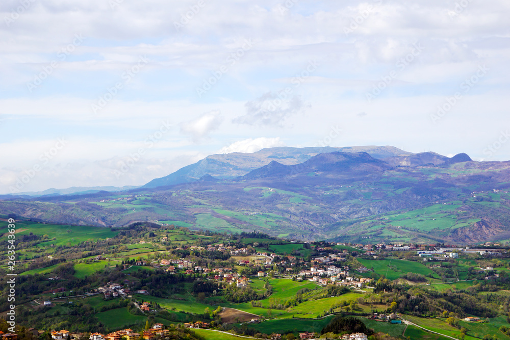 View of the valley of Italy from the top of the state of San Marino