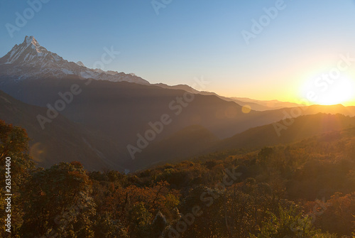 Fototapeta Naklejka Na Ścianę i Meble -  Amazing sunrise in the Himalayas, Nepal