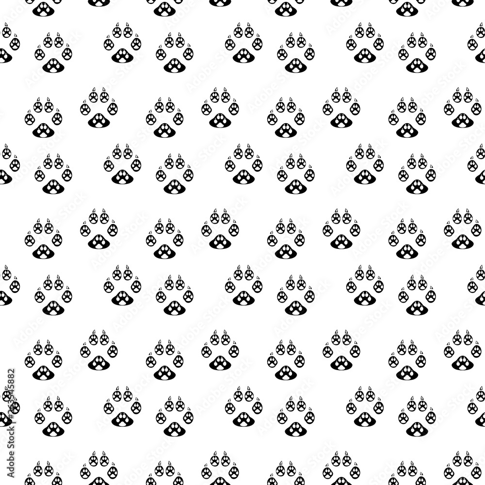Dog paw print seamless. Traces of Cat Textile Pattern. Paw seamless pattern on white background Dog paw print seamless. Traces of Cat Textile Pattern. Paw seamless pattern on white background