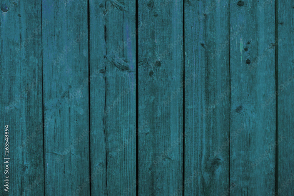 Fototapeta premium Old turquoise plank wall background