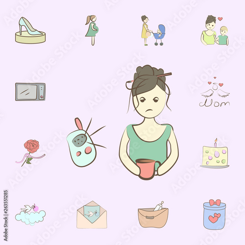 Tired mom icon. mother icons universal set for web and mobile