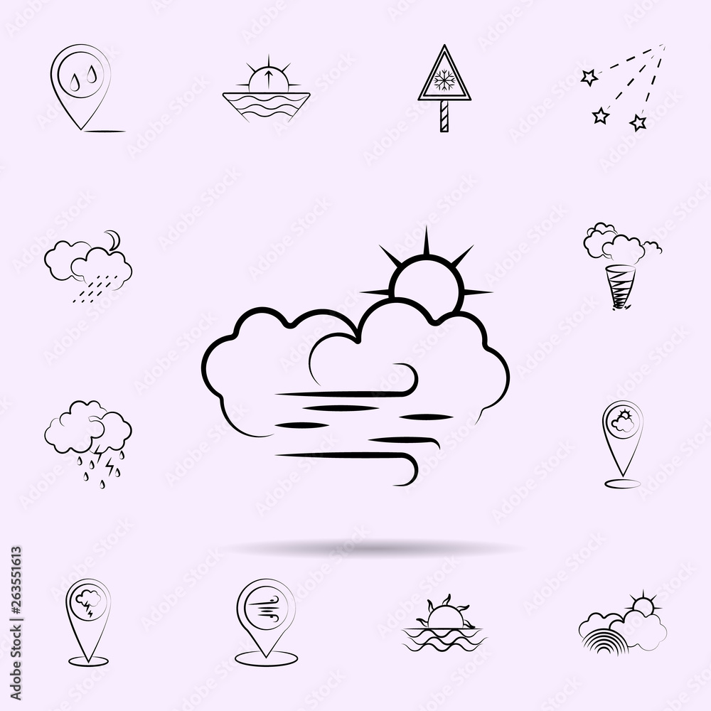 Cloud, sun, wind icon. Weather icons universal set for web and mobile Cloud, sun, wind icon. Weather icons universal set for web and mobile