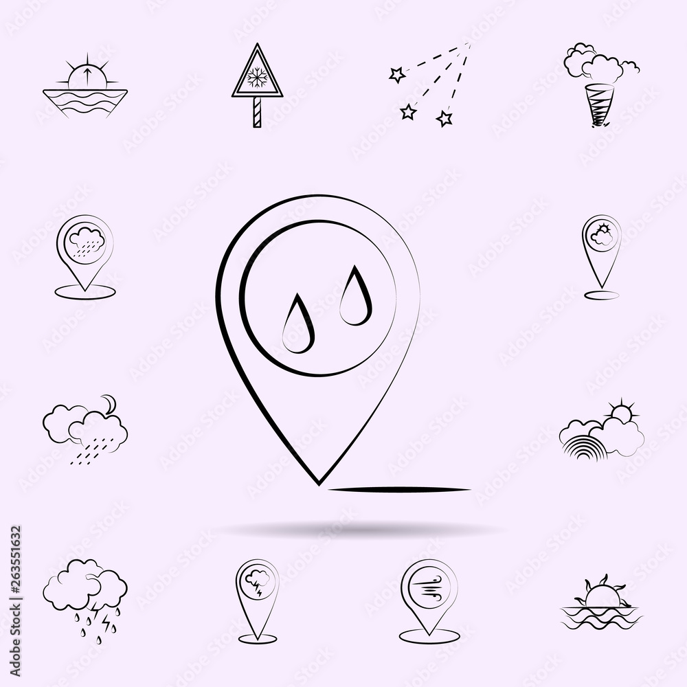 Rain, pin icon. Weather icons universal set for web and mobile Rain, pin icon. Weather icons universal set for web and mobile