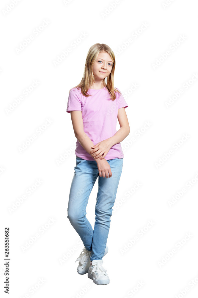 Portrait of cute girl in casual clothing posing Portrait of cute girl in casual clothing posing