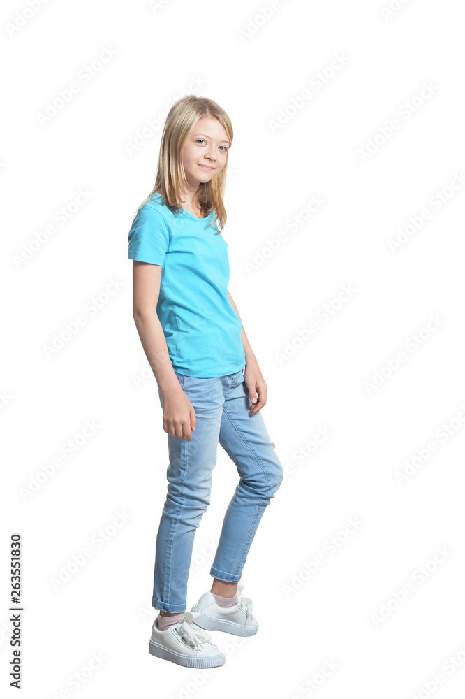 Portrait of cute girl in casual clothing posing Portrait of cute girl in casual clothing posing