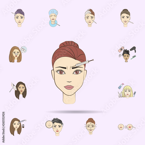 brow botox anti aging colored icon. Beauty, anti-aging icons universal set for web and mobile