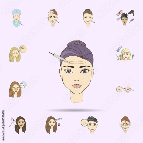 forehead botox antiaging colored icon. Beauty, anti-aging icons universal set for web and mobile