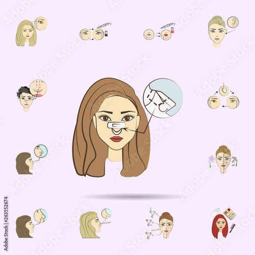 nose surgery colored icon. Beauty, anti-aging icons universal set for web and mobile