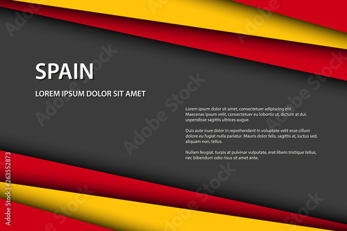 Modern vector background with Spanish colors and grey free space for your text, overlayed sheets of paper in the look of the Spanish flag, Made in Spain