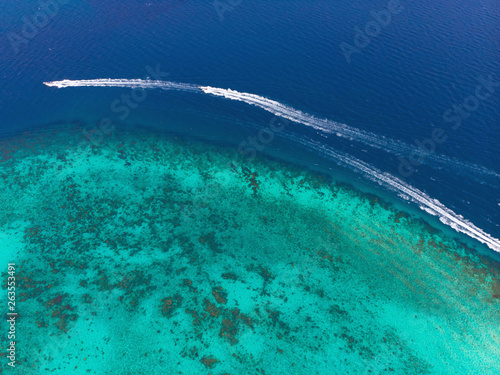 Aerial view of coral reef and blue ocean © fotoplaton