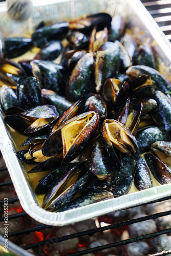 grilled mussels on the grill