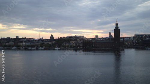 stockholm, Stadshuset, sunset, wide-screen, 16:9