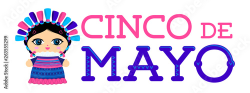 Cinco de Mayo with Mexican Doll vector illustration