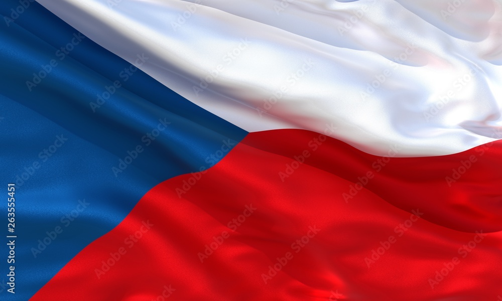 Realistic silk material Czech Republic waving flag, high quality detailed fabric texture. 3d illustration Realistic silk material Czech Republic waving flag, high quality detailed fabric texture. 3d illustration