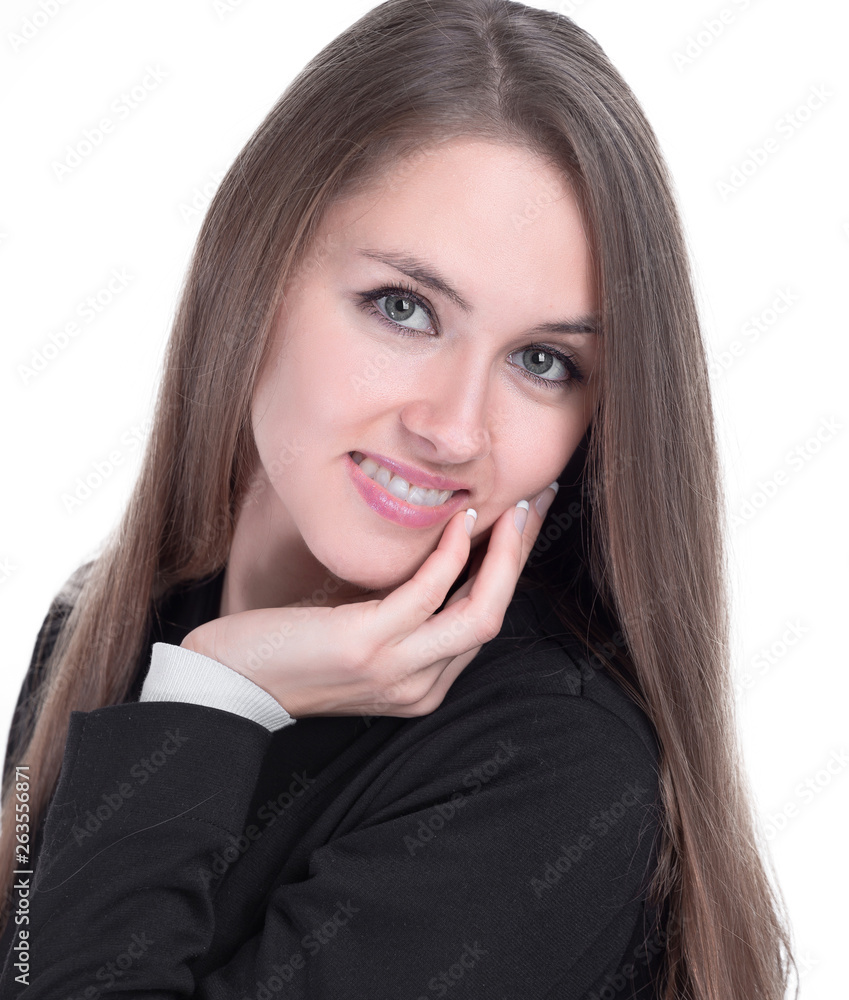 close up. confident young business woman.isolated a white close up. confident young business woman.isolated a white
