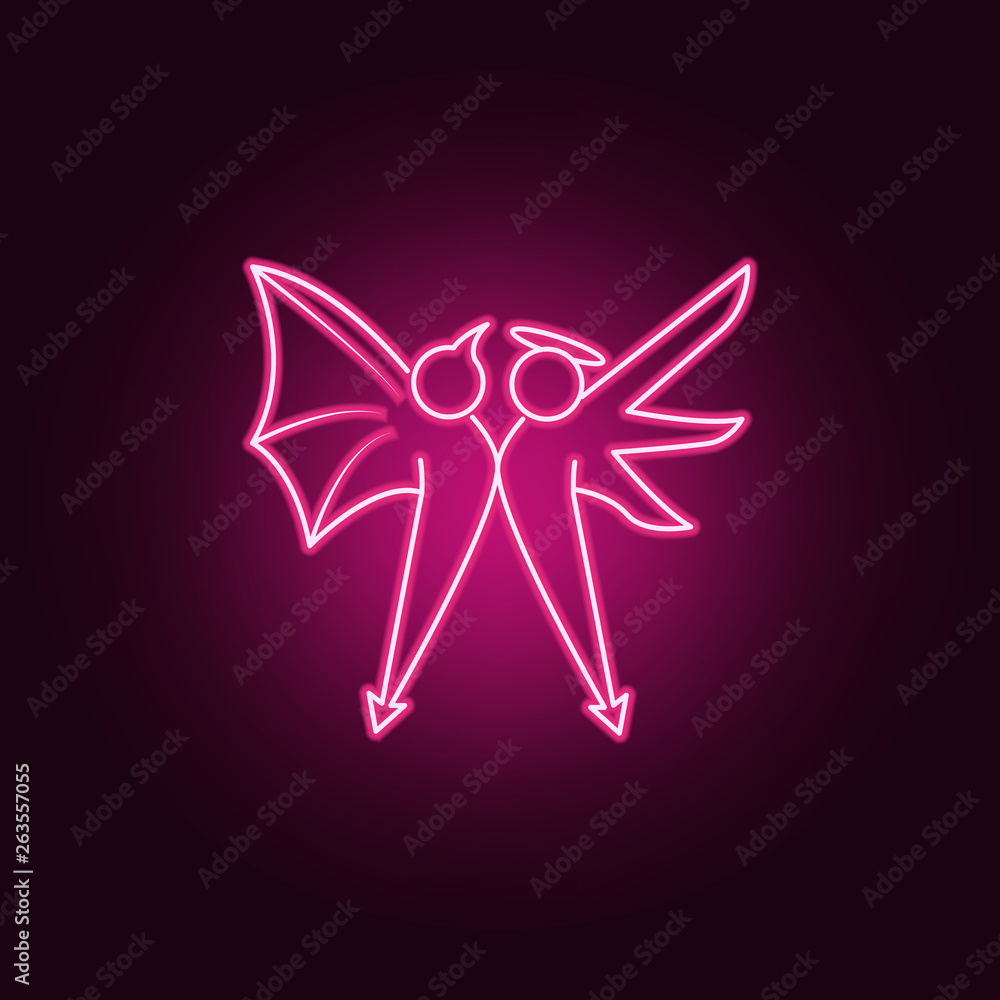 Angel and demon neon icon. Elements of Angel and demon set. Simple icon for  websites, web design, mobile app, info graphics Векторный объект Stock |  Adobe Stock