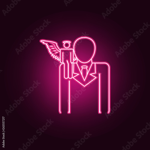 angel on the shoulder neon icon. Elements of Angel and demon set. Simple icon for websites, web design, mobile app, info graphics