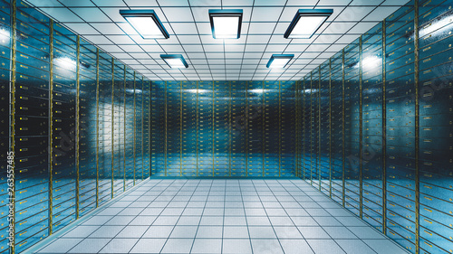 Inside view of a bank vault. 3D Rendering photo