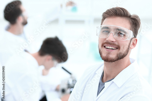 closeup.successful scientist on a light background