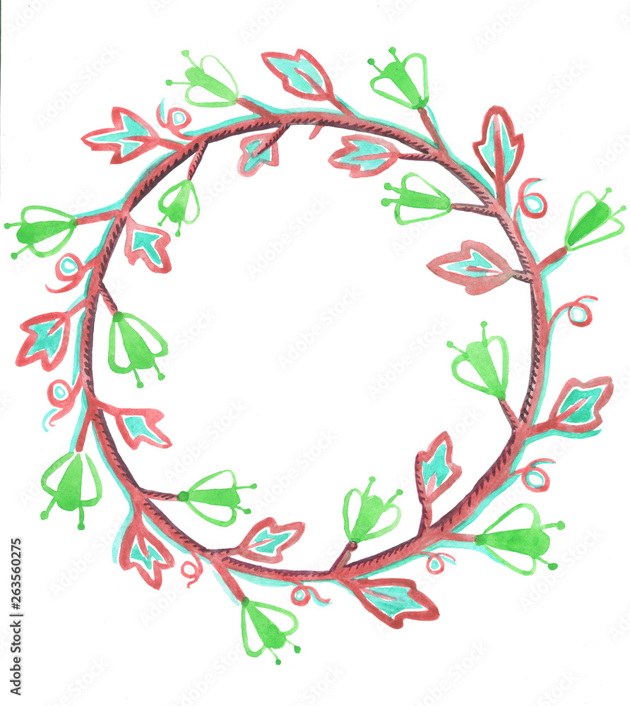 Hand drawn watercolor flower wreath Hand drawn watercolor flower wreath