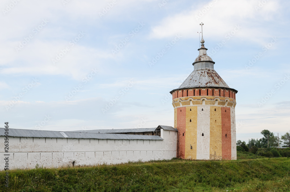 Wall and tower of ancient orthodox monastery